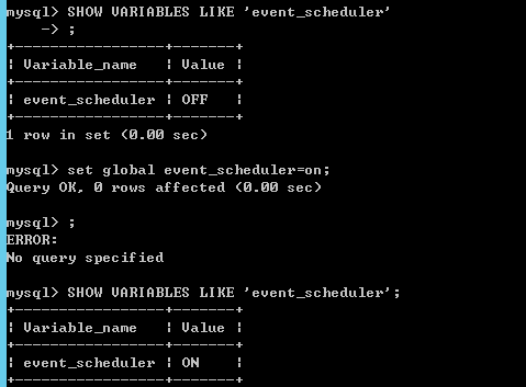 处理mysql：事件计划已关闭 事件只能在服务器启动